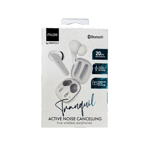 Vivitar White Bluetooth Active Noise Cancelling Earphones